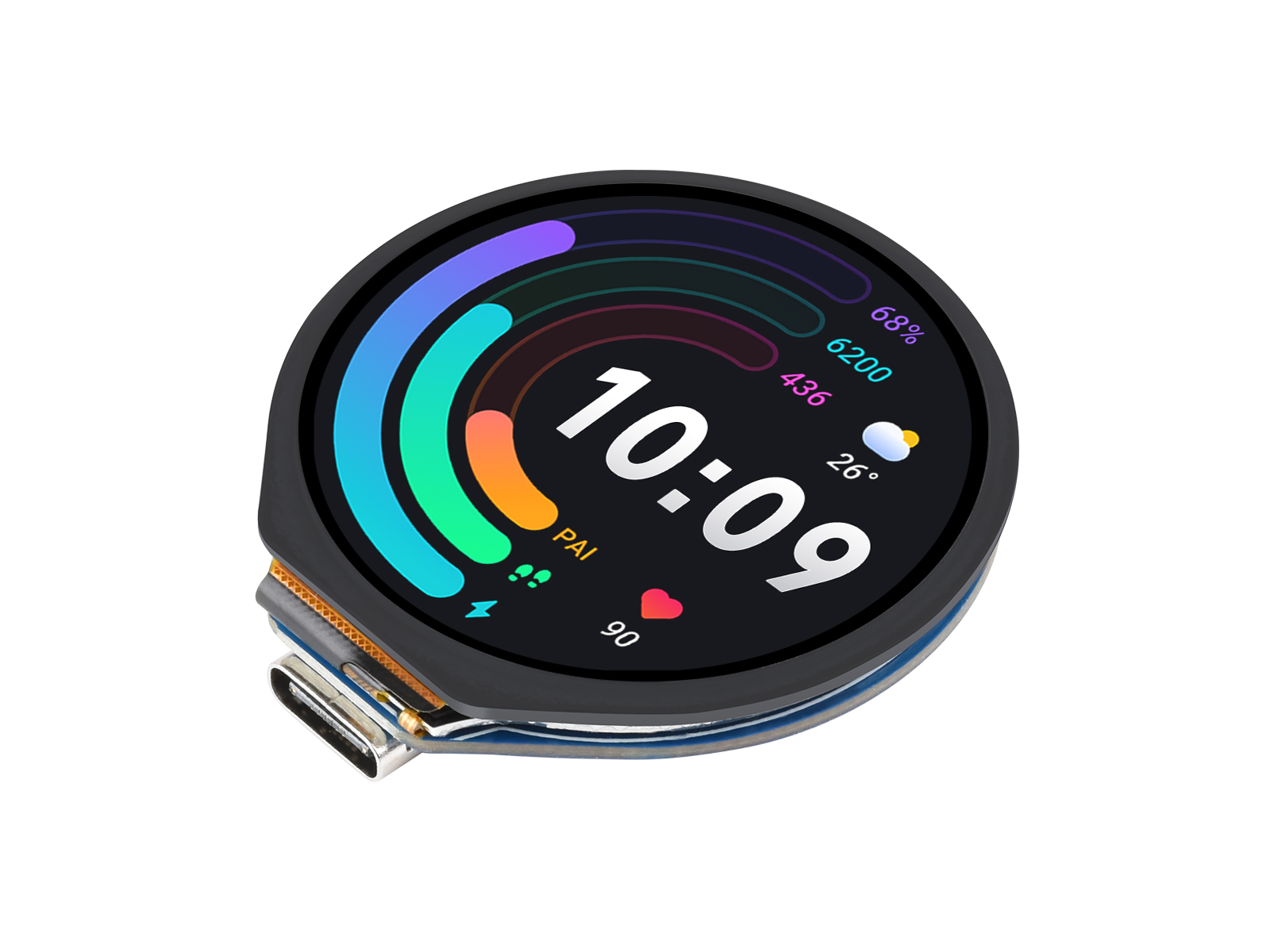 RP2040 Mikrocontroller-Entwicklungsboard, mit 1,28-Zoll-Rundtouch-LCD, Kompakte Größe, Beschleunigungssensor und Gyroskop-Sensor