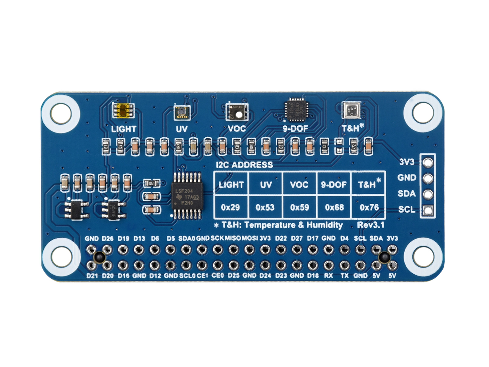 Umweltsensor-HAT für Raspberry Pi, I2C-Bus