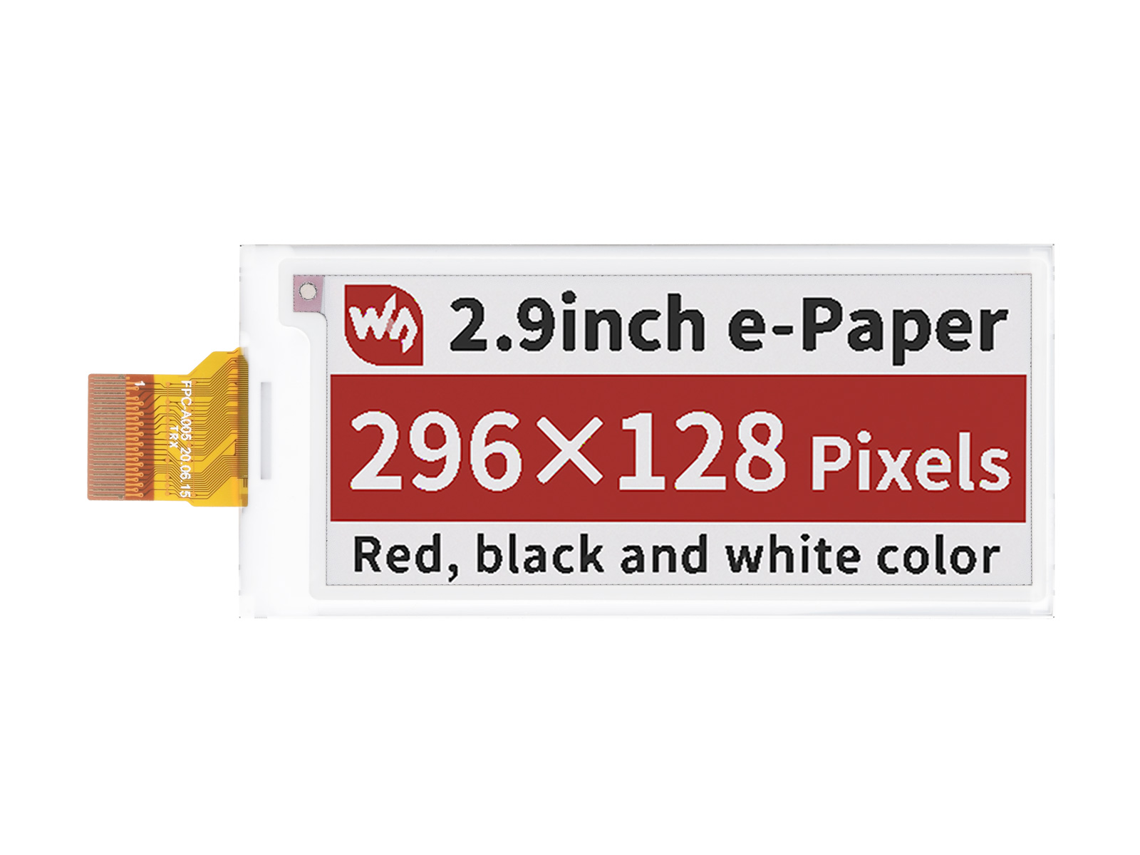 2,9-Zoll E-Paper (B) E-Ink Rohdisplay, 296×128, Rot/Schwarz/Weiß, SPI, ohne Leiterplatte