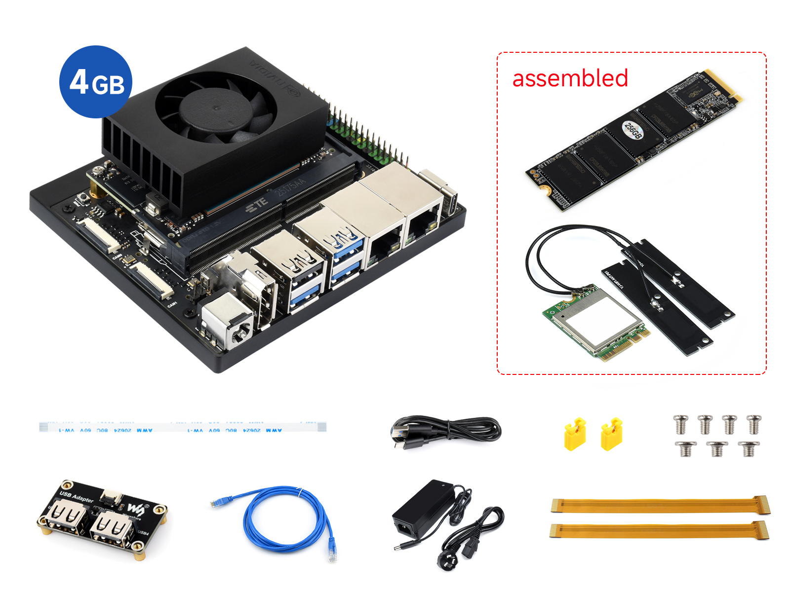 Jetson Orin Nano AI Dual ETH Entwicklungskit für eingebettete und Edge-Systeme, Optionen für 4GB/8GB Speicher Jetson Orin Nano Modul