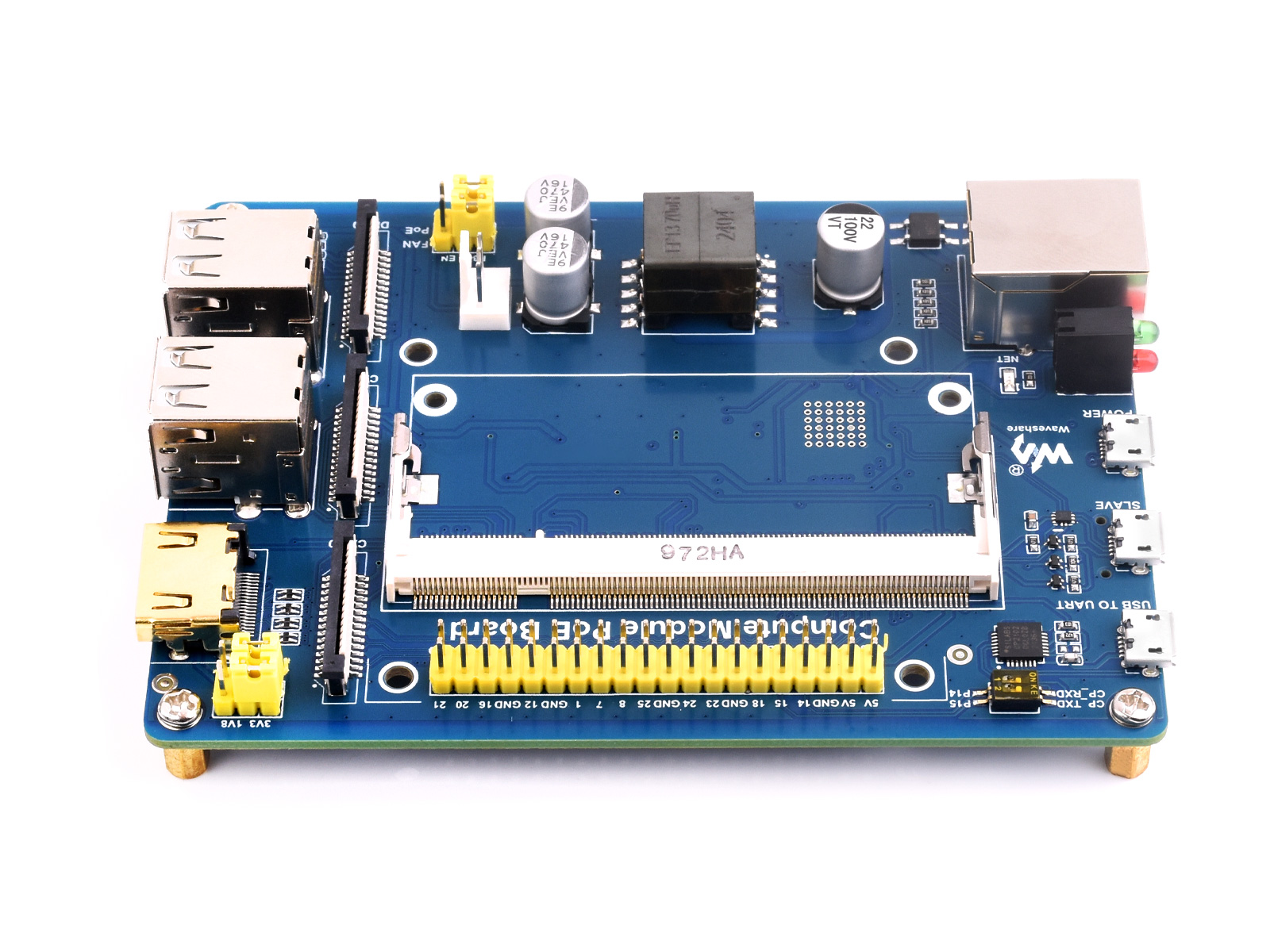 Compute Module IO-Board mit PoE-Funktion, Composite Breakout-Board zur Entwicklung mit Raspberry Pi CM4S / CM3 / CM3L / CM3+ / CM3+L