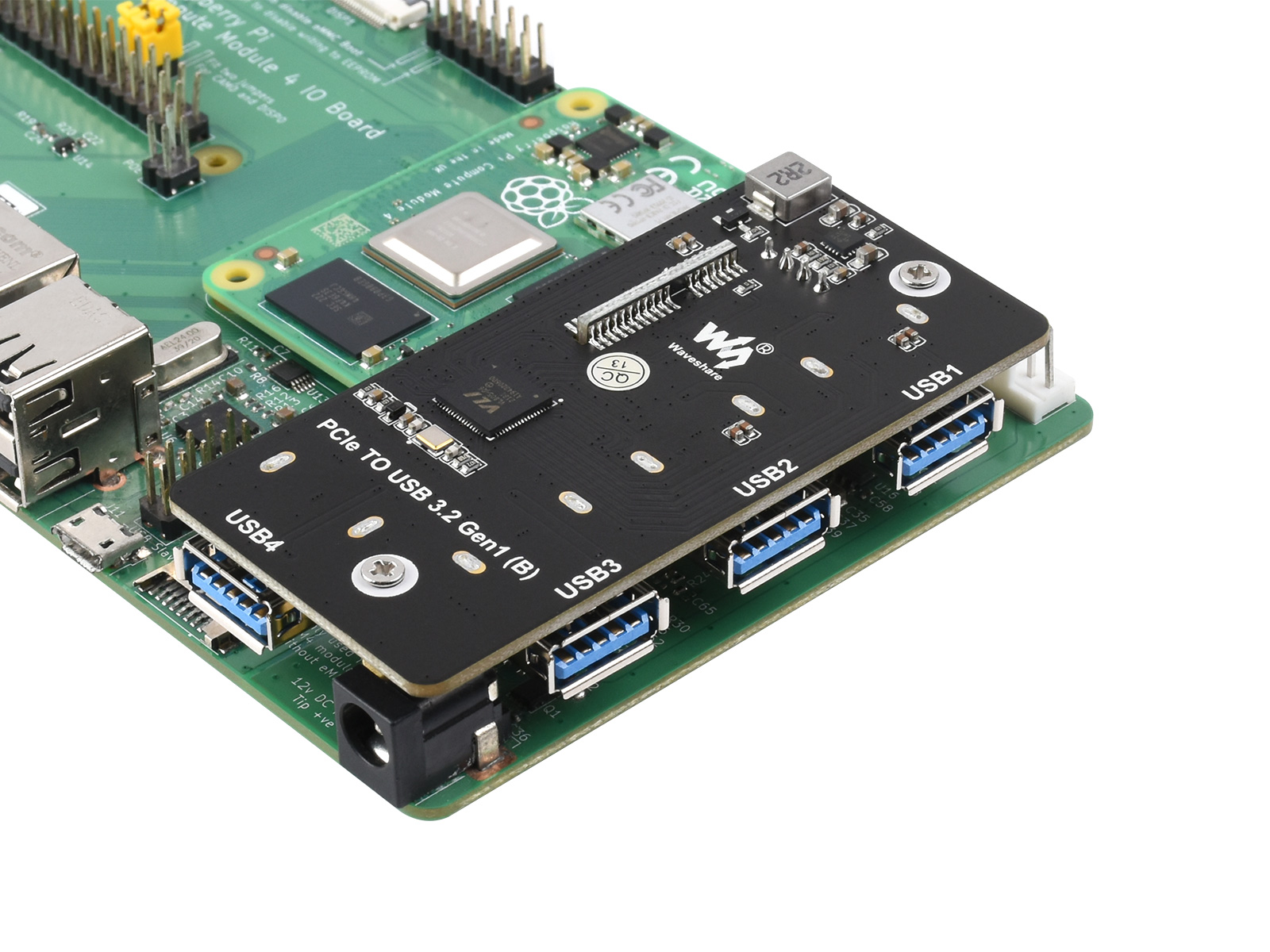 PCIe-zu-USB-3.2-Gen1-Adapter, für Raspberry Pi Compute Module 4 IO-Board, 4x HS USB