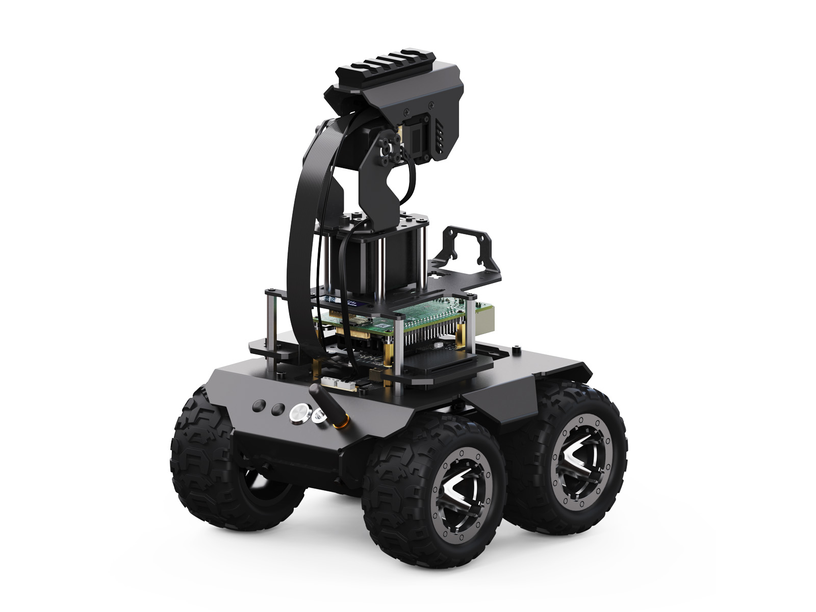 RaspRover Open-Source-4WD-AI-Roboter, Dual-Controller, Ganzmetallgehäuse, Computer Vision, geeignet für Raspberry Pi 4B / Raspberry Pi 5