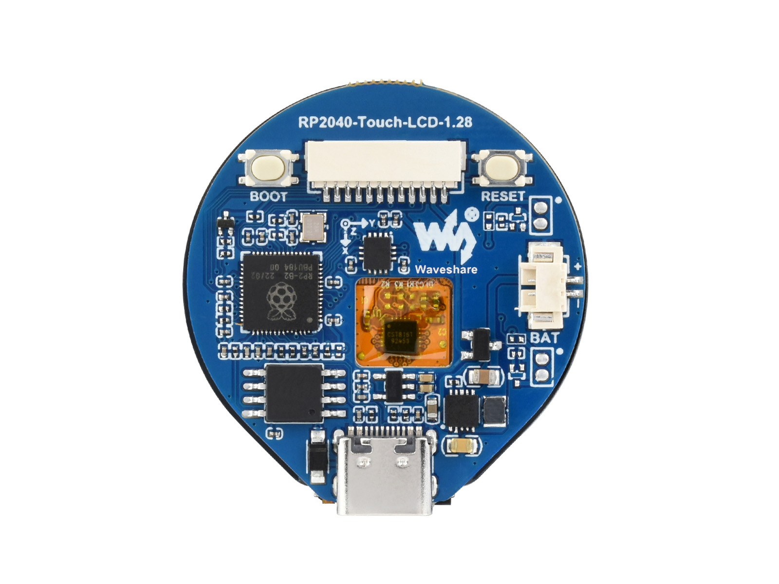 RP2040 Mikrocontroller-Entwicklungsboard, mit 1,28-Zoll-Rundtouch-LCD, Kompakte Größe, Beschleunigungssensor und Gyroskop-Sensor