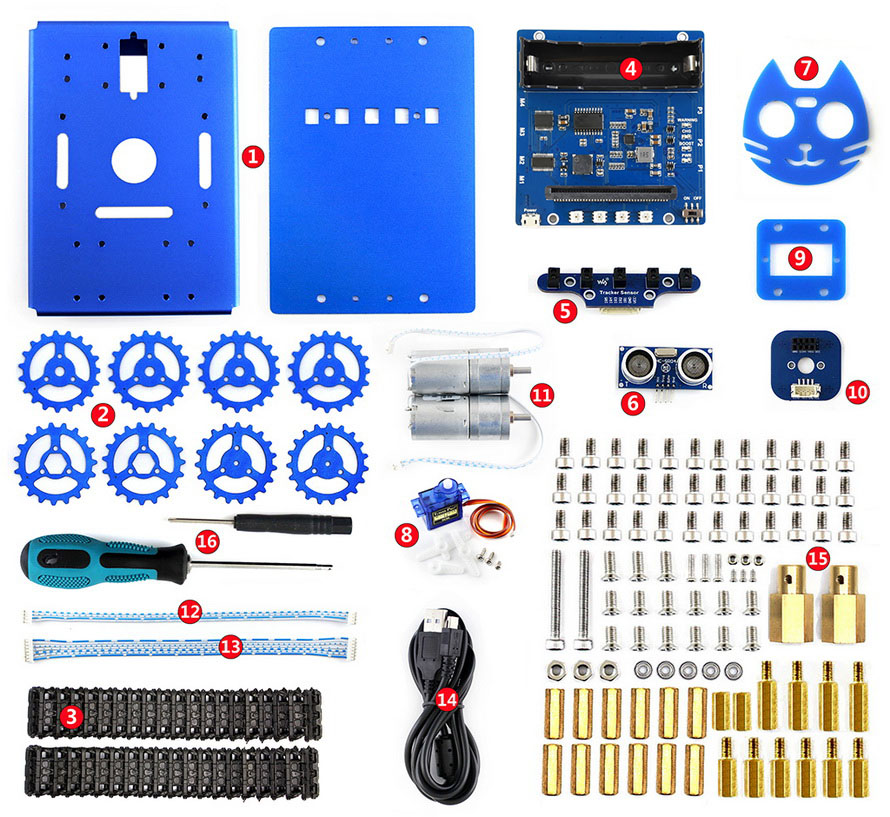KitiBot Starter Tracked Robot Building Kit auf Basis von BBC micro:bit (optional)
