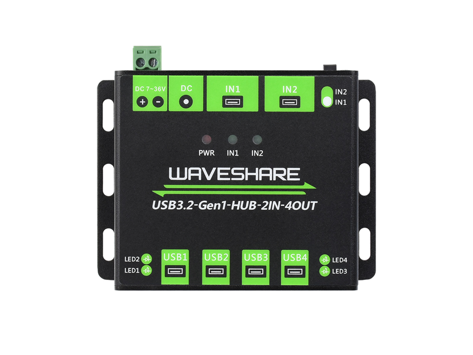 Industrieller USB-HUB, Erweiterung von 4x USB 3.2-Anschlüssen, umschaltbare Dual-Hosts, Mehrfachsicherheit