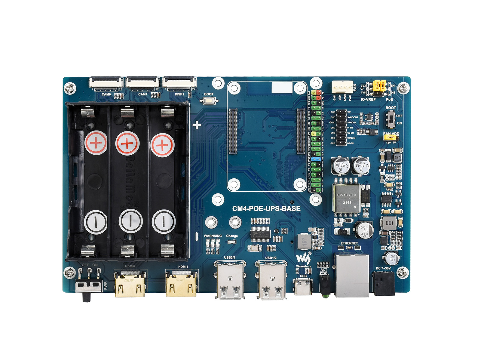 PoE-UPS-Hauptplatine/Mini-Computer, entwickelt für Raspberry Pi Compute Module 4, Gigabit-Ethernet, Dual-HDMI, Quad-USB 2.0