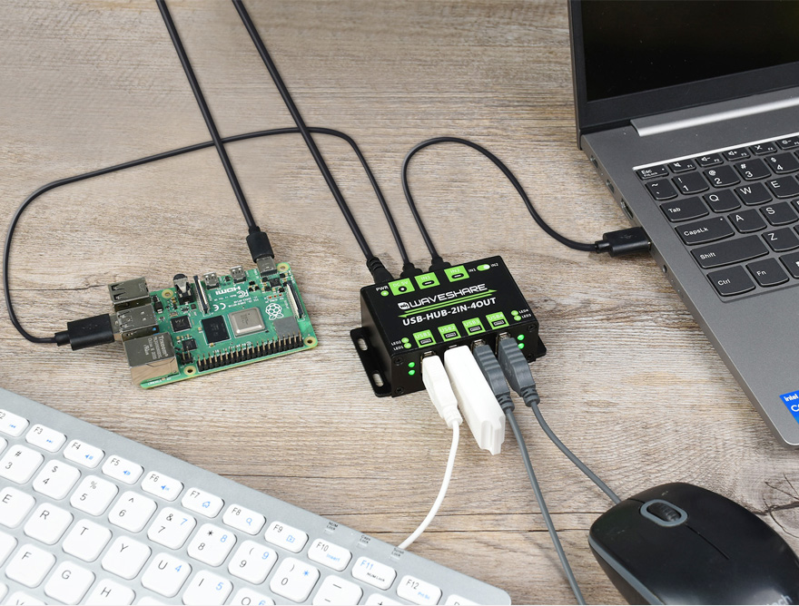 USB-HUB für den industriellen Einsatz, Erweiterung auf 4x USB 2.0-Anschlüsse, umschaltbare Dual-Hosts