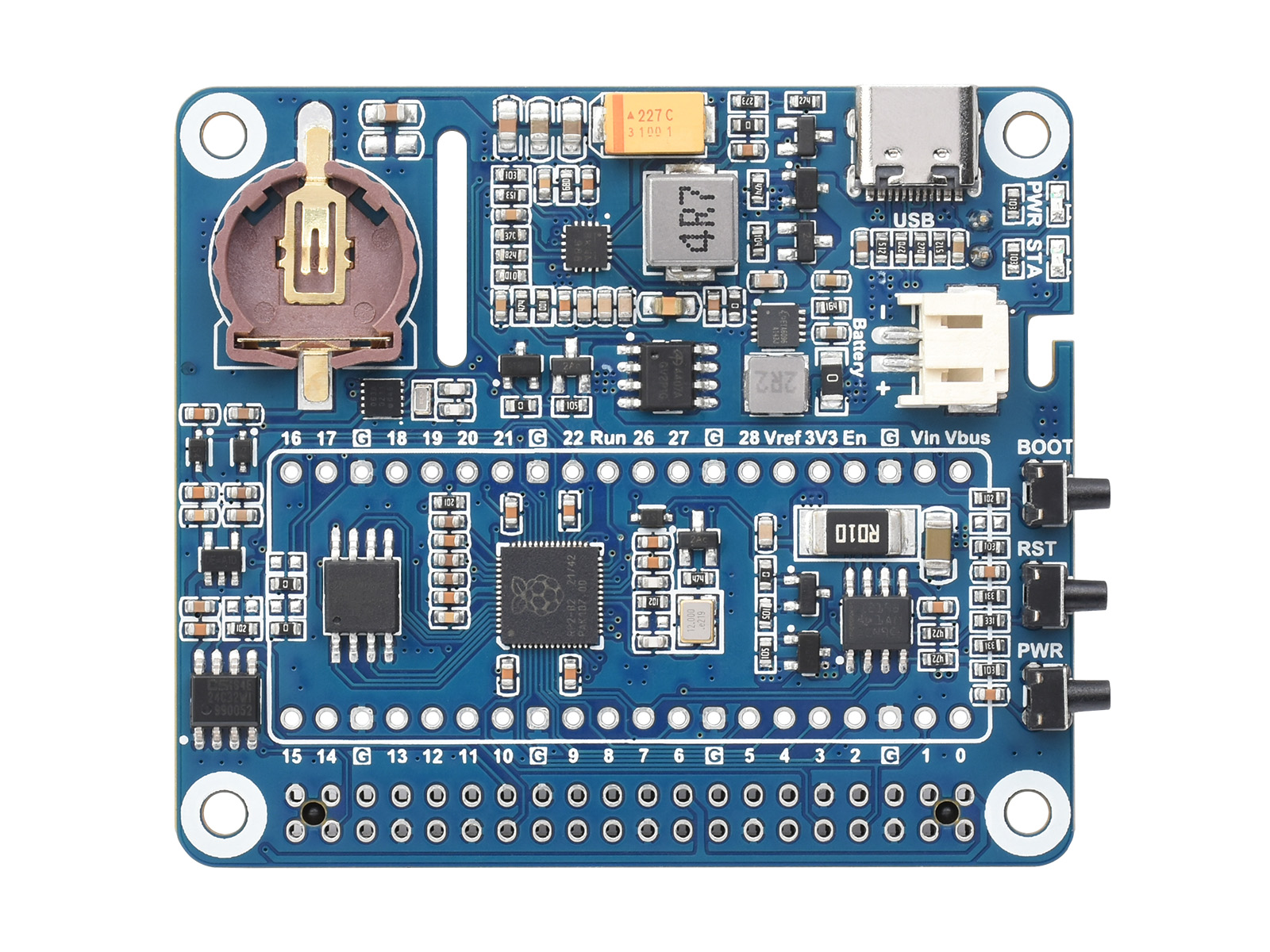 Power Management HAT für Raspberry Pi, unterstützt gleichzeitiges Laden und Stromausgabe, eingebettete RTC und mehrere Schutzschaltungen
