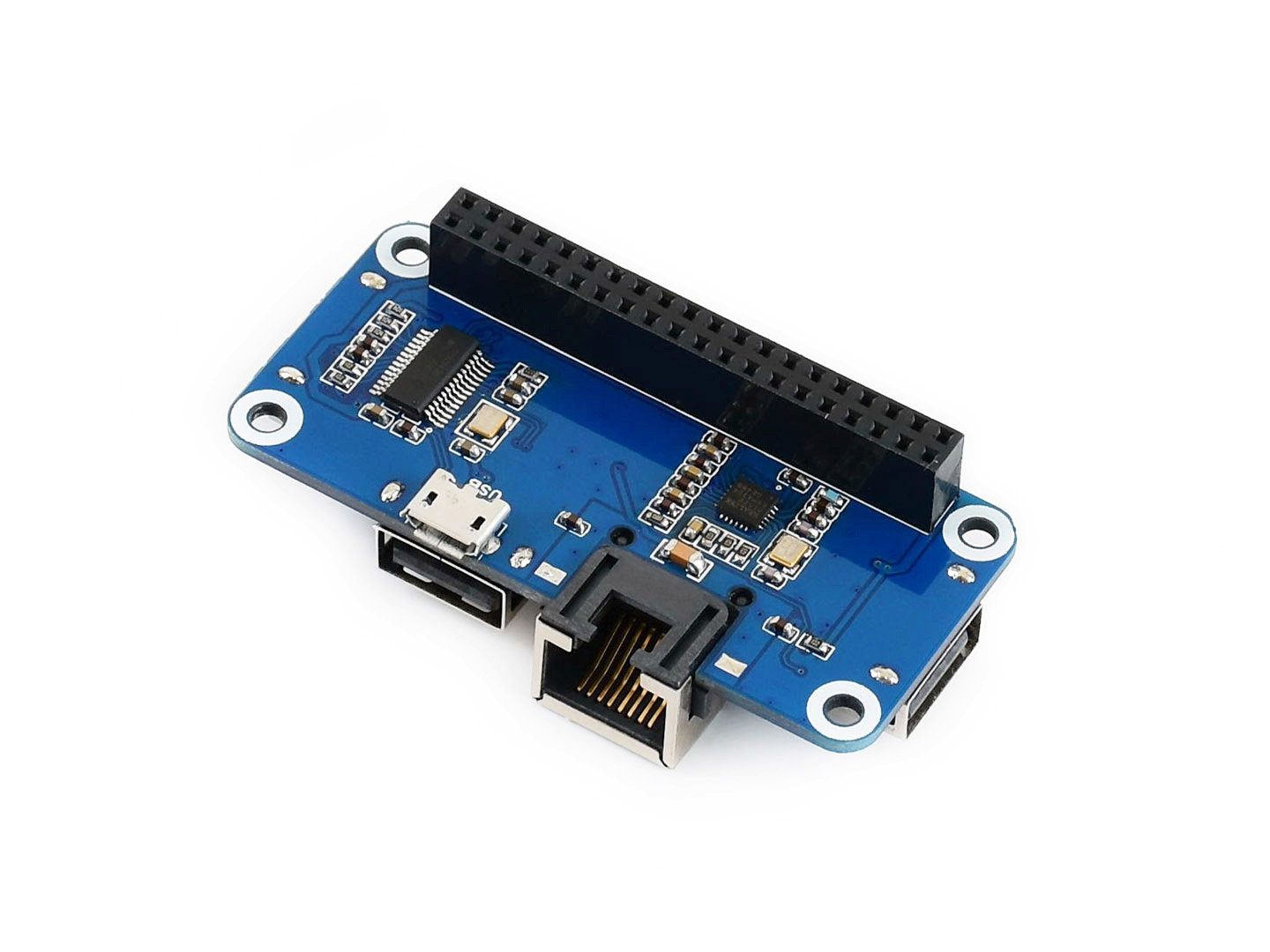 Ethernet / USB HUB HAT für Raspberry Pi, 1x RJ45, 3x USB