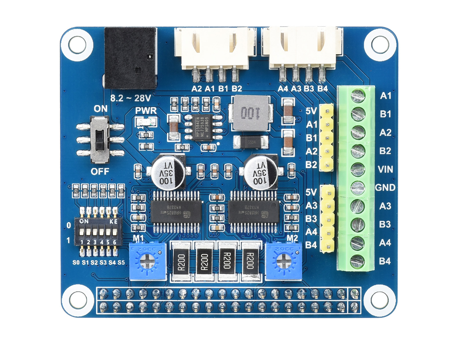 HRB8825 Schrittmotor-HAT für Raspberry Pi, treibt zwei Schrittmotoren an, bis zu 1/32 Mikrostep