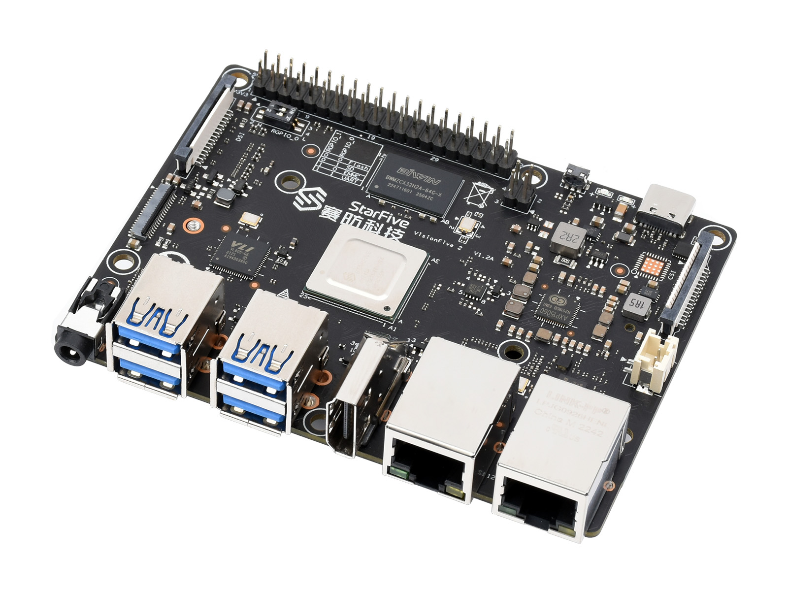 VisionFive2 RISC-V Einplatinencomputer, StarFive JH7110 Prozessor mit integrierter 3D-GPU, basierend auf Linux