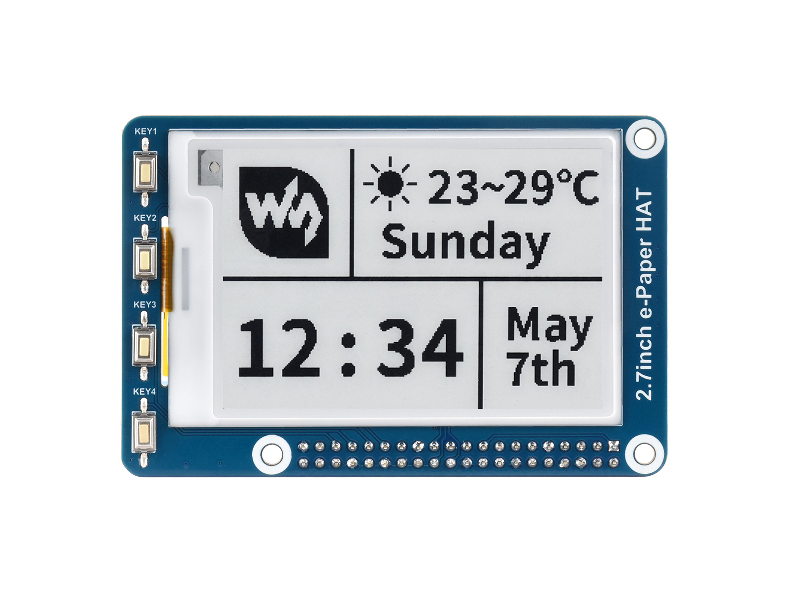 264x176, 2,7-Zoll E-Ink-Display-HAT für Raspberry Pi