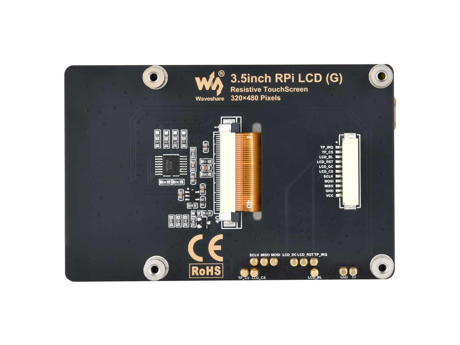 3,5-Zoll-Widerstandstouchdisplay (G) für Raspberry Pi, IPS-Panel, 320×480 Auflösung, Immersion-Gold-Verfahren, 262K Farben
