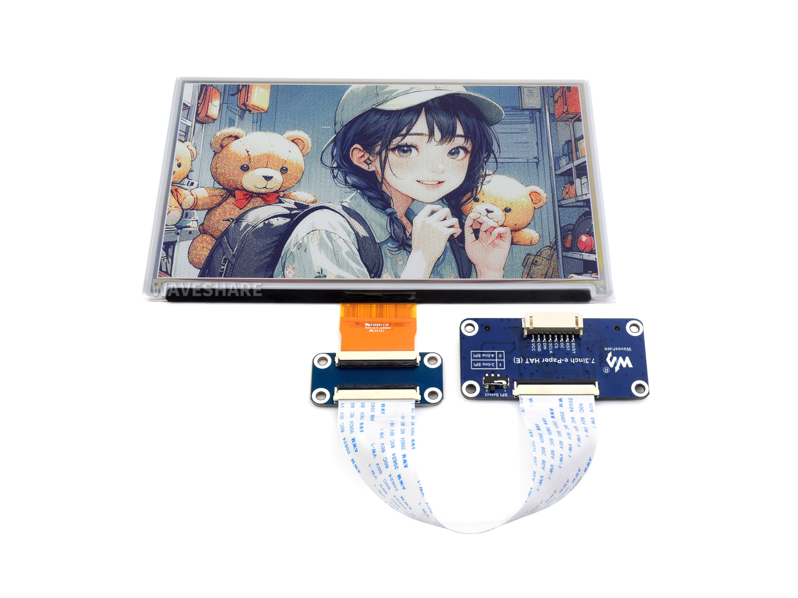 7,3-Zoll E Ink Spectra 6 (E6) Vollfarb-E-Paper-Display, E-Ink-Display, geringer Stromverbrauch, 800×480 Pixel, SPI-Kommunikation, optional für E-Paper Driver HAT