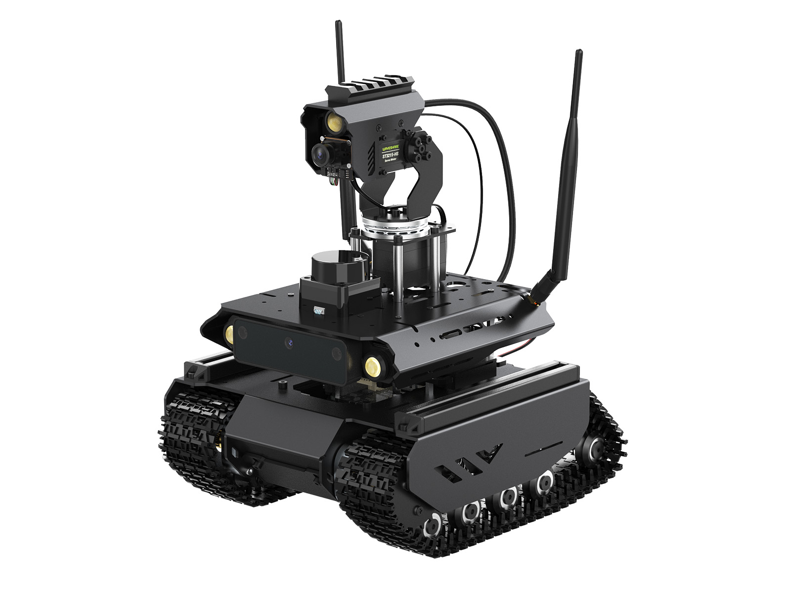 UGV Beast ROS 2 Open-Source Off-Road Tracked AI Robot für Jetson Orin Serie Board, Dual-Controller, 360° Flexibel Omnidirektional Pan-Tilt, Optional für Jetson Orin Nano 4GB Kit