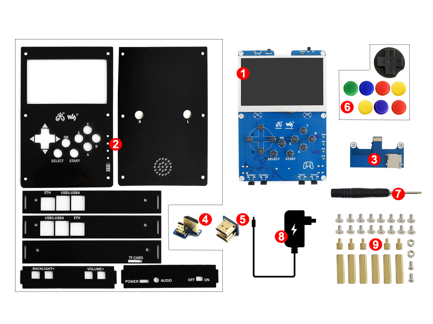 GamePi43 Zubehör für Raspberry Pi zum Bauen von GamePi43, UK-Stecker
