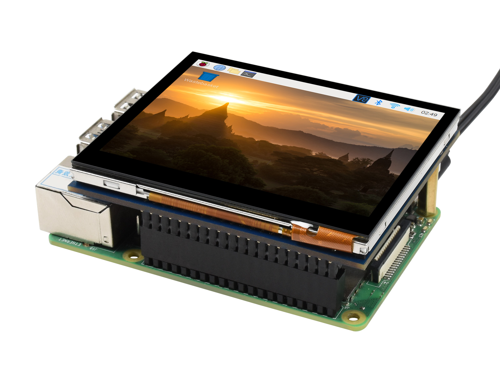 3,5-Zoll kapazitiver Touchscreen-LCD für Raspberry Pi, 640×480, DPI, IPS, gehärtete Glasabdeckung, stromsparend