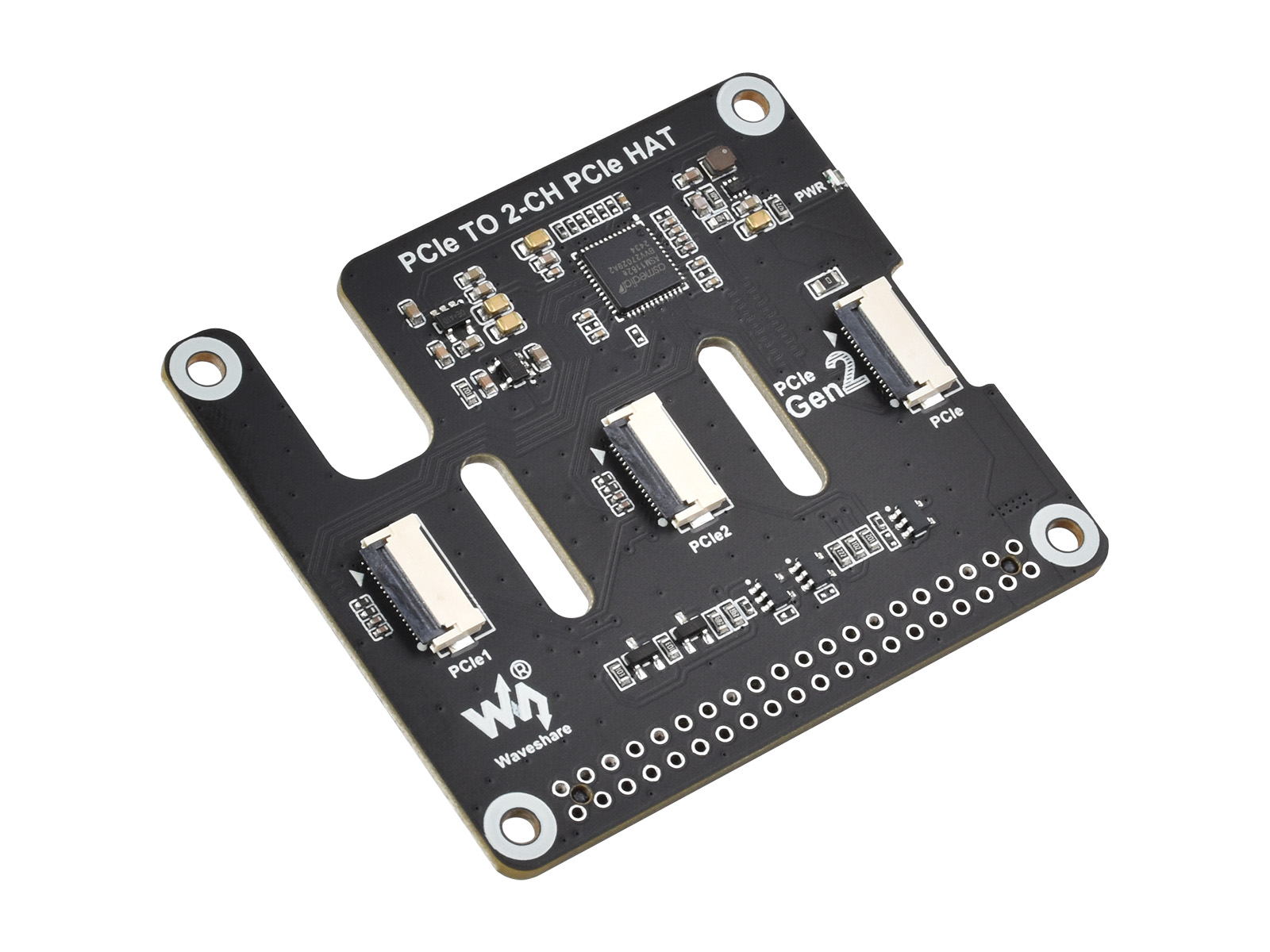 2-Ch PCIe FFC Adapterplatine für Raspberry Pi 5, erweitert 2-Ch PCIe FFC-Anschlüsse, unterstützt das Stapeln mehrerer PCIe HATs, Raspberry Pi 5 PCIe HAT