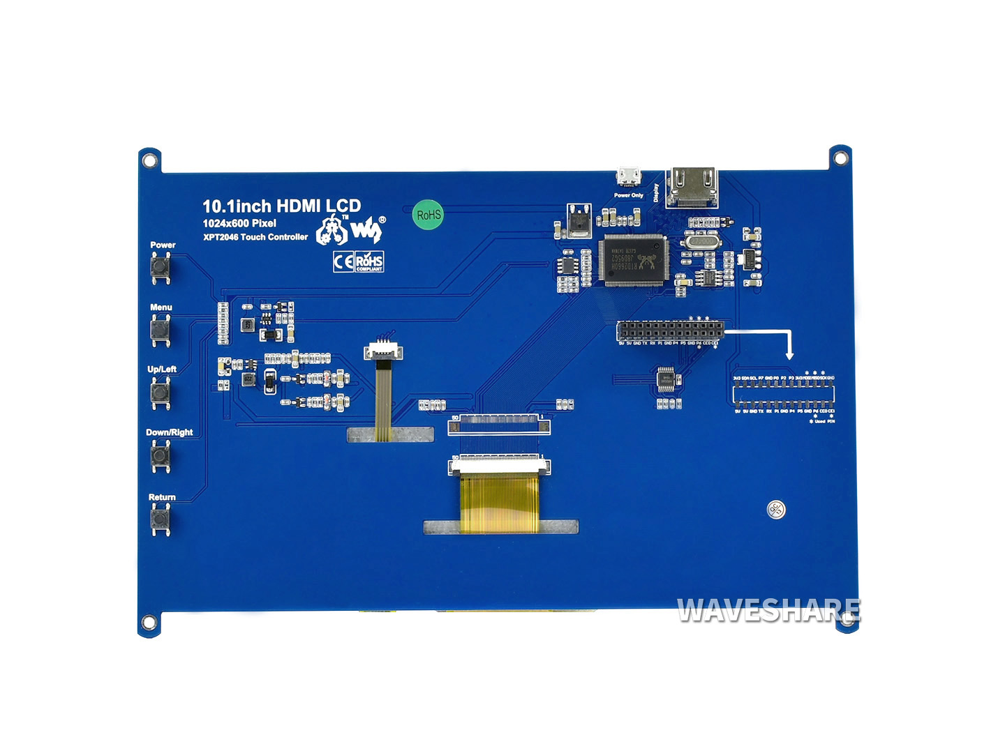 10,1-Zoll resistiver Touchscreen-LCD, 1024×600, HDMI, IPS, unterstützt Raspberry Pi / PC