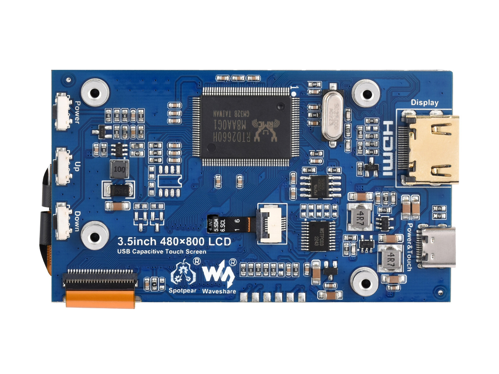 3,5-Zoll IPS kapazitiver Touch-LCD-Bildschirm, 480×800, einstellbare Helligkeit