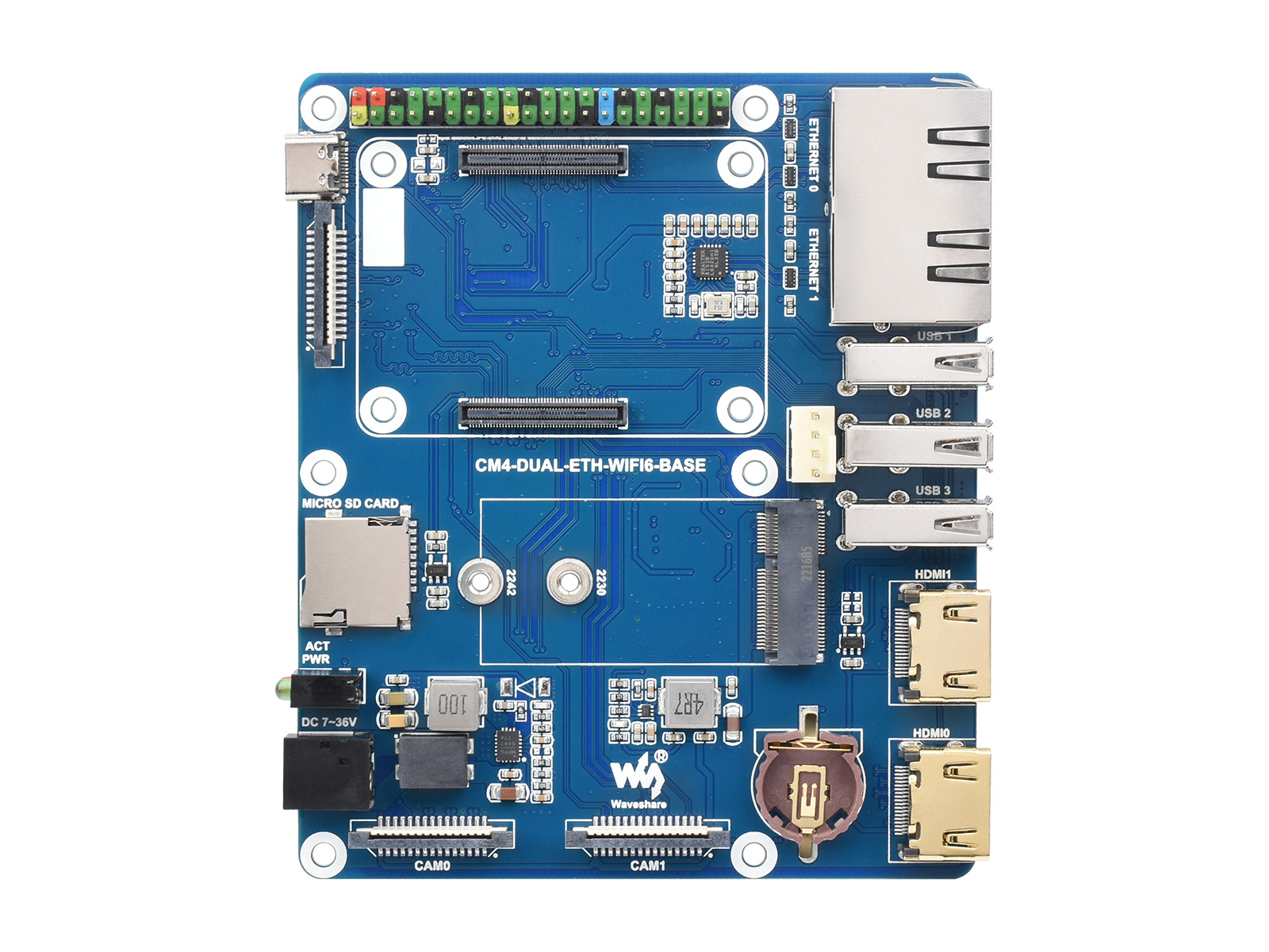 WIFI6 Dual ETH Mini-Computer, entwickelt für Raspberry Pi Compute Module 4 (NICHT enthalten), mit onboard M.2 E-Key-Slot
