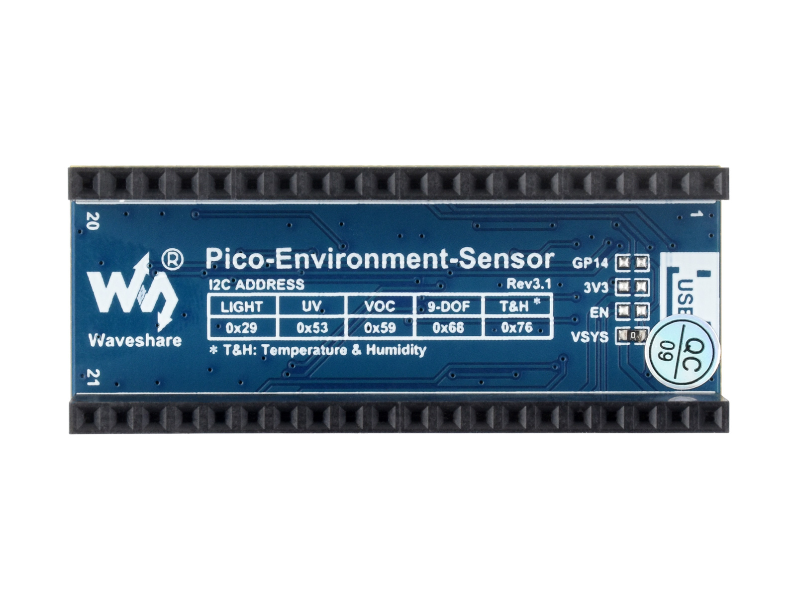 Umweltsensorenmodul für Raspberry Pi Pico, I2C-Bus