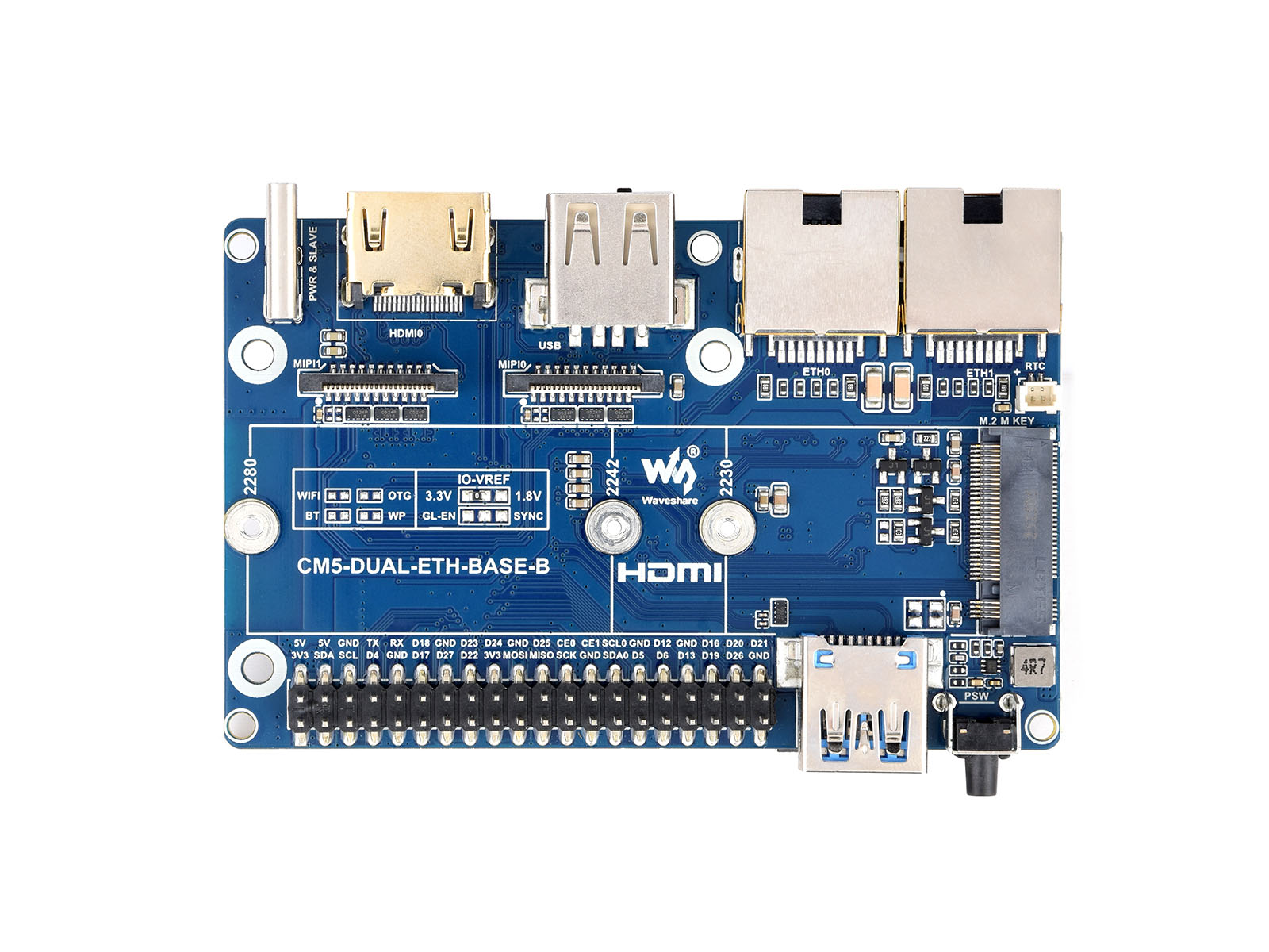 Gigabit-/2.5G-Dual-Ethernet-Minicomputer (B) auf Basis von Raspberry Pi CM5 (NICHT enthalten), zwei RJ45-Ethernet-Anschlüsse, unterstützt 4K-Ausgabe und zwei MIPI-Schnittstellen