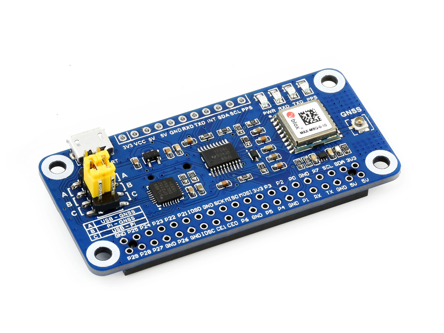 MAX-M8Q GNSS HAT für Raspberry Pi, Multi-Konstellation-Empfängerunterstützung, GPS, Beidou, Galileo, GLONASS