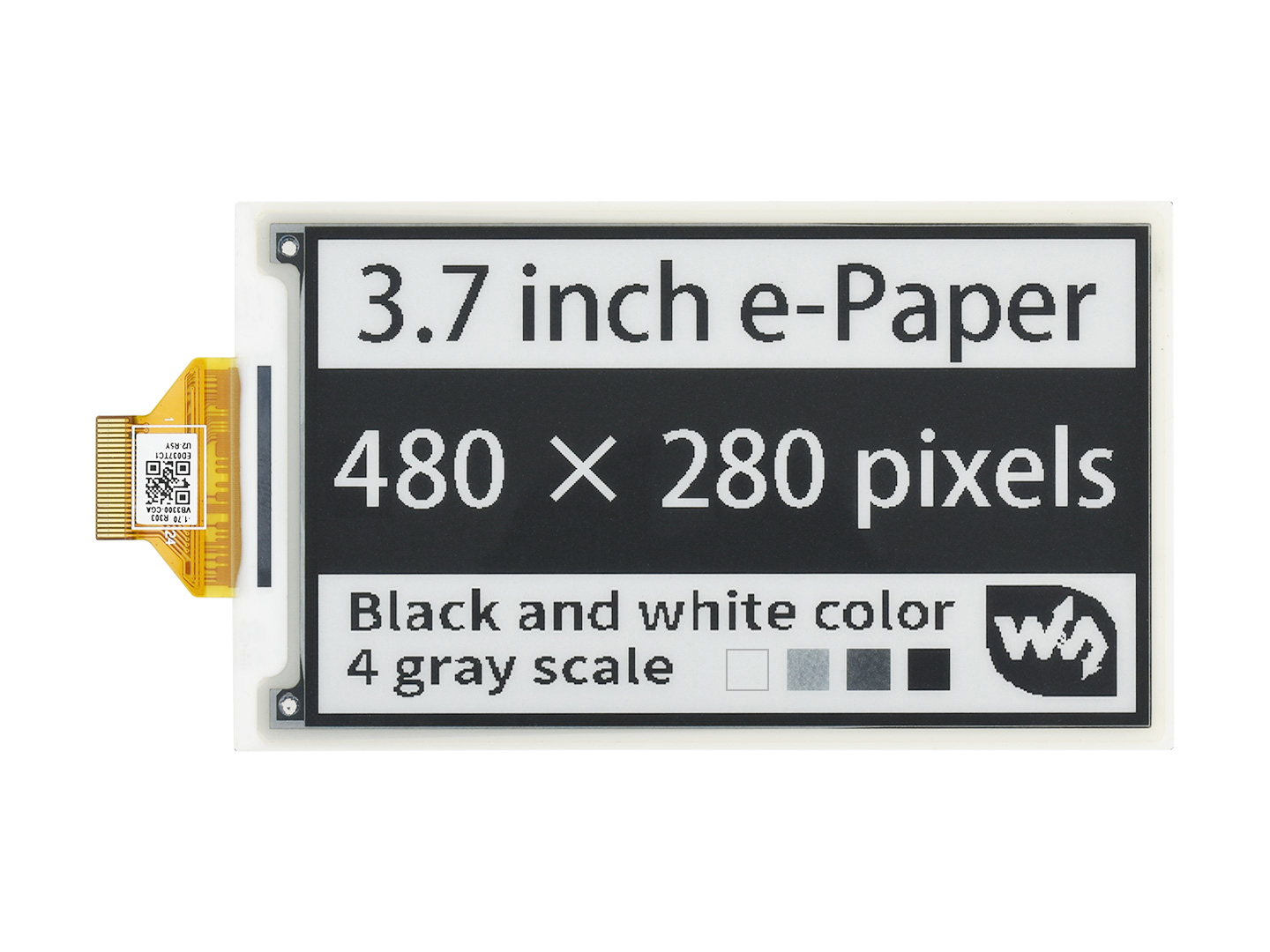 3,7-Zoll-e-Paper-e-Ink-Rohdisplay, 480×280, Schwarz/Weiß, 4 Graustufen, SPI, ohne Leiterplatte