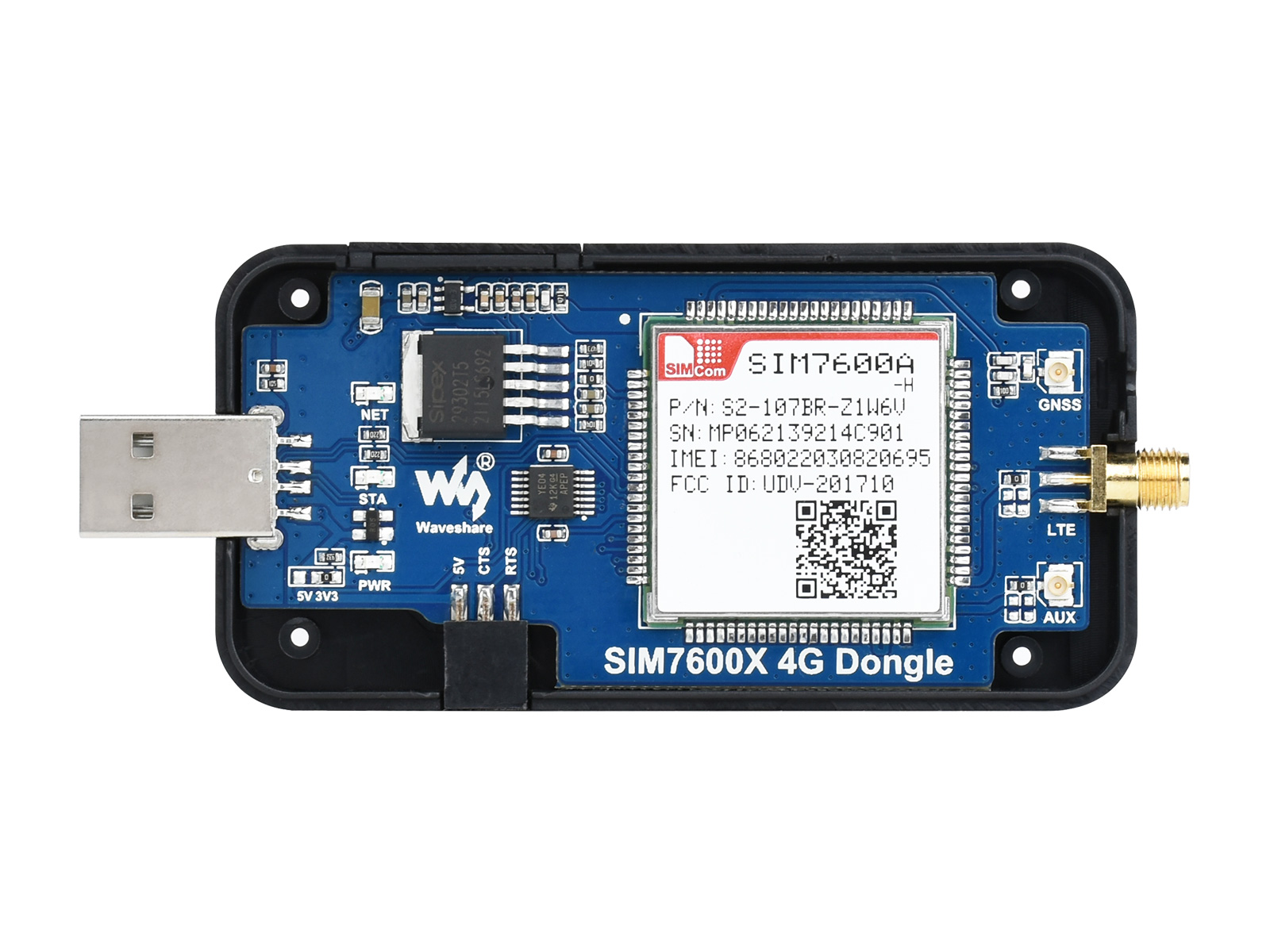 SIM7600A-H 4G-Dongle, GNSS-Positionierung, für Nordamerika (AT&T)