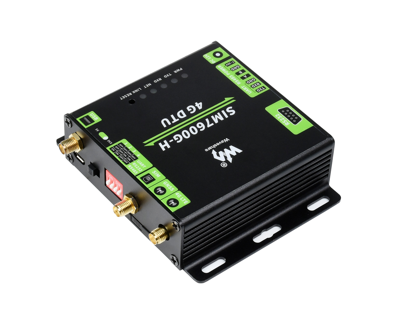 Industrielle SIM7600G-H 4G DTU, USB UART/RS232/RS485 Mehrfachschnittstellen-Kommunikation, LTE Globalband-Unterstützung