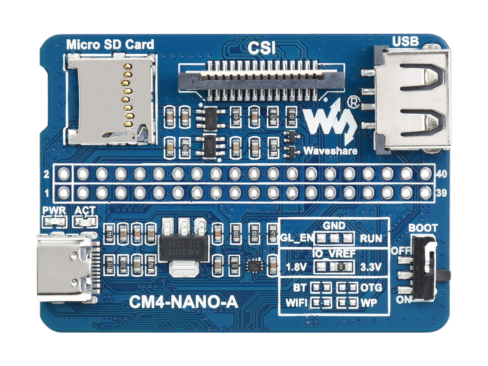 Nano-Basisplatine (A) für Raspberry Pi Compute Module 4, gleiche Größe wie das CM4