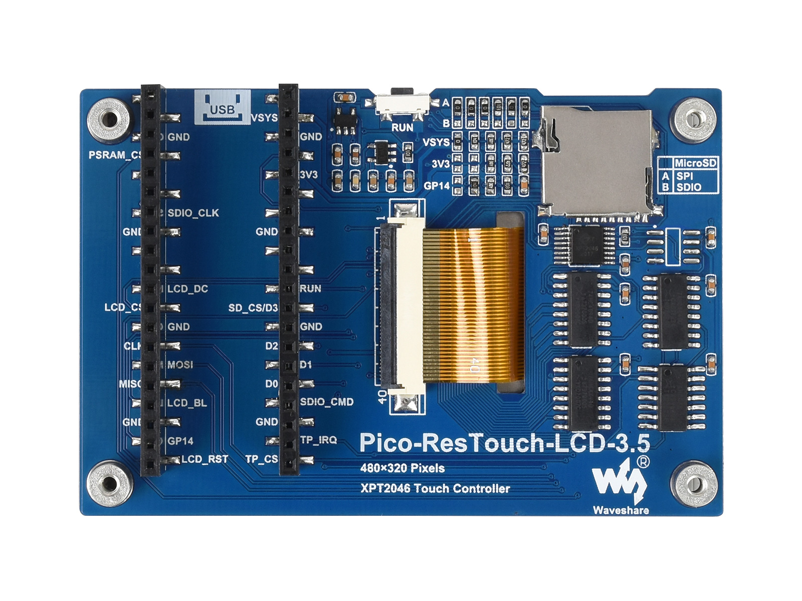 3,5-Zoll-Touchdisplay-Modul für Raspberry Pi Pico, 65K Farben, 480×320, SPI