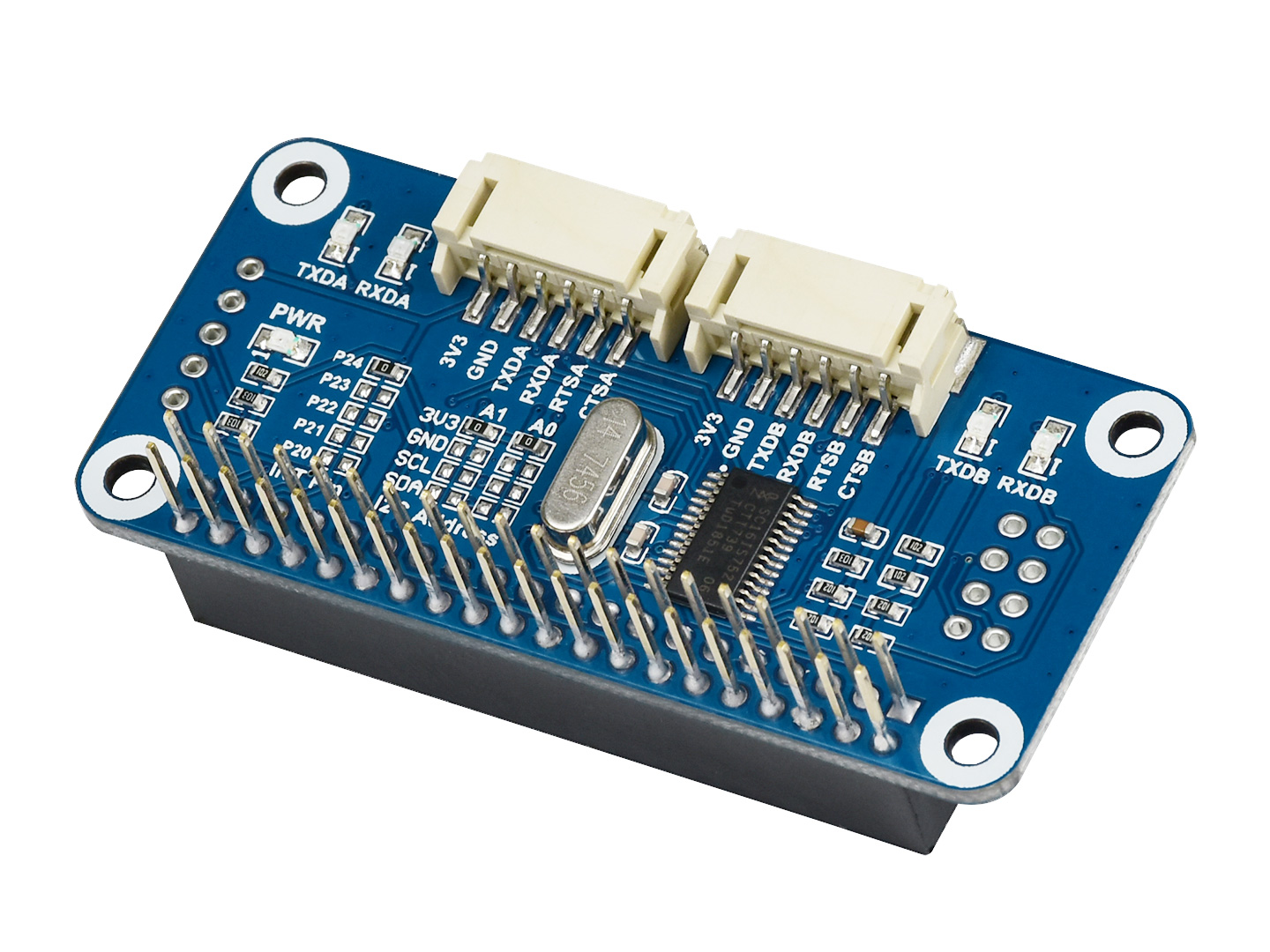 Serial Expansion HAT für Raspberry Pi, I2C-Schnittstelle, 2-ch UART, 8 GPIOs