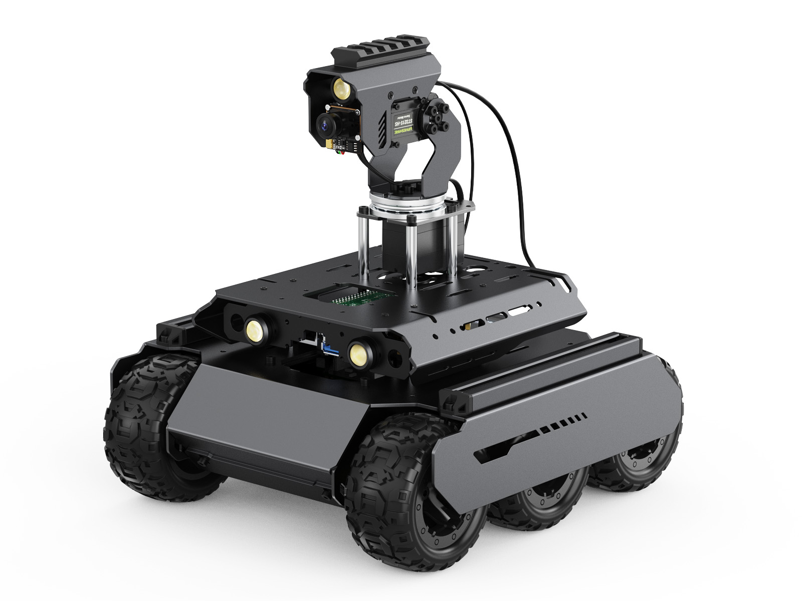UGV-Rover Open-Source 6-Rad 4WD KI-Roboter, Dual-Controller, Ganzmetallgehäuse, Computer Vision, geeignet für Raspberry Pi 4B / Raspberry Pi 5