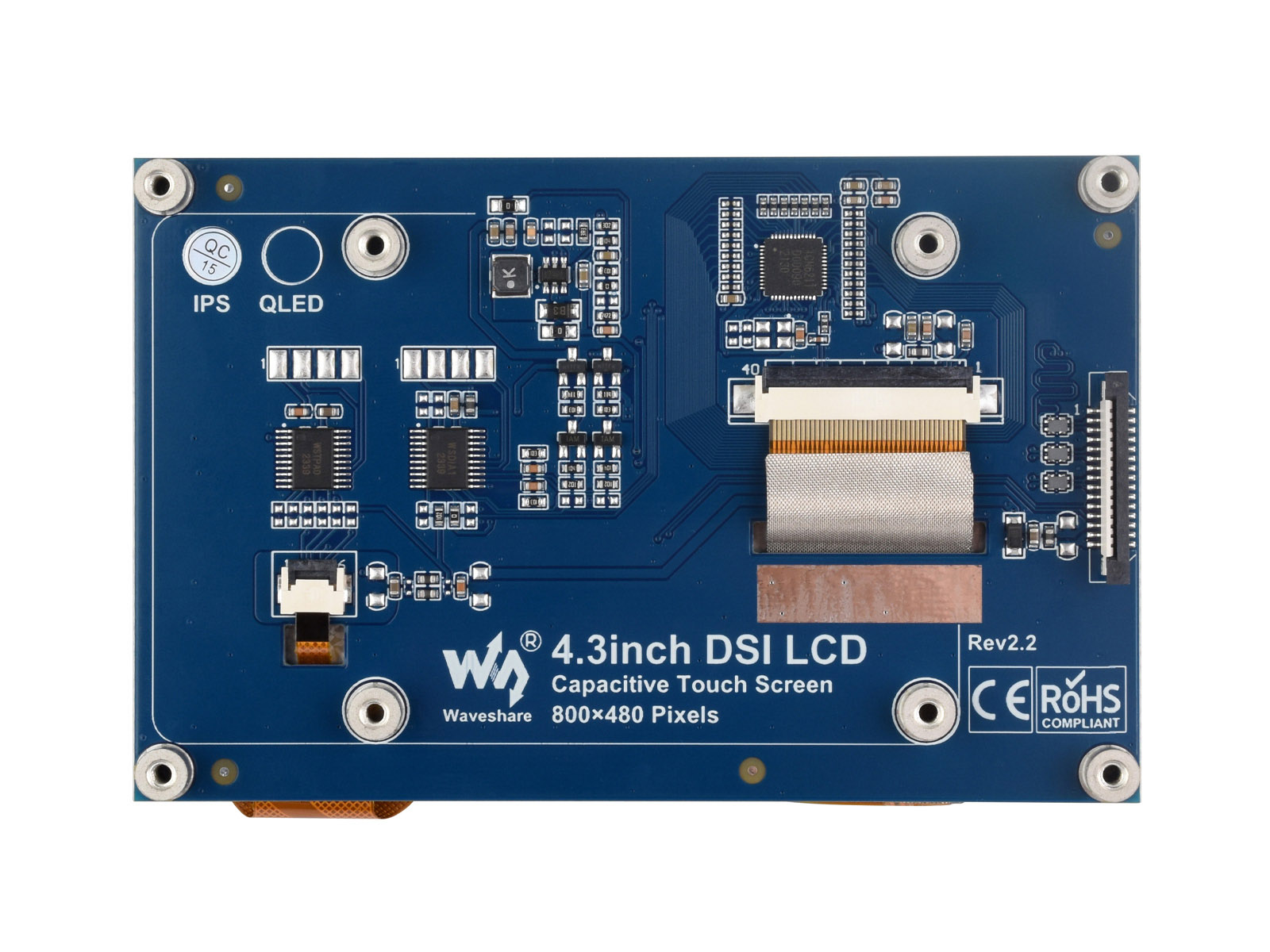 4,3-Zoll-QLED-Display, DSI-Schnittstelle, 800 × 480, integrierte Struktur, gehärtete Glasplatte