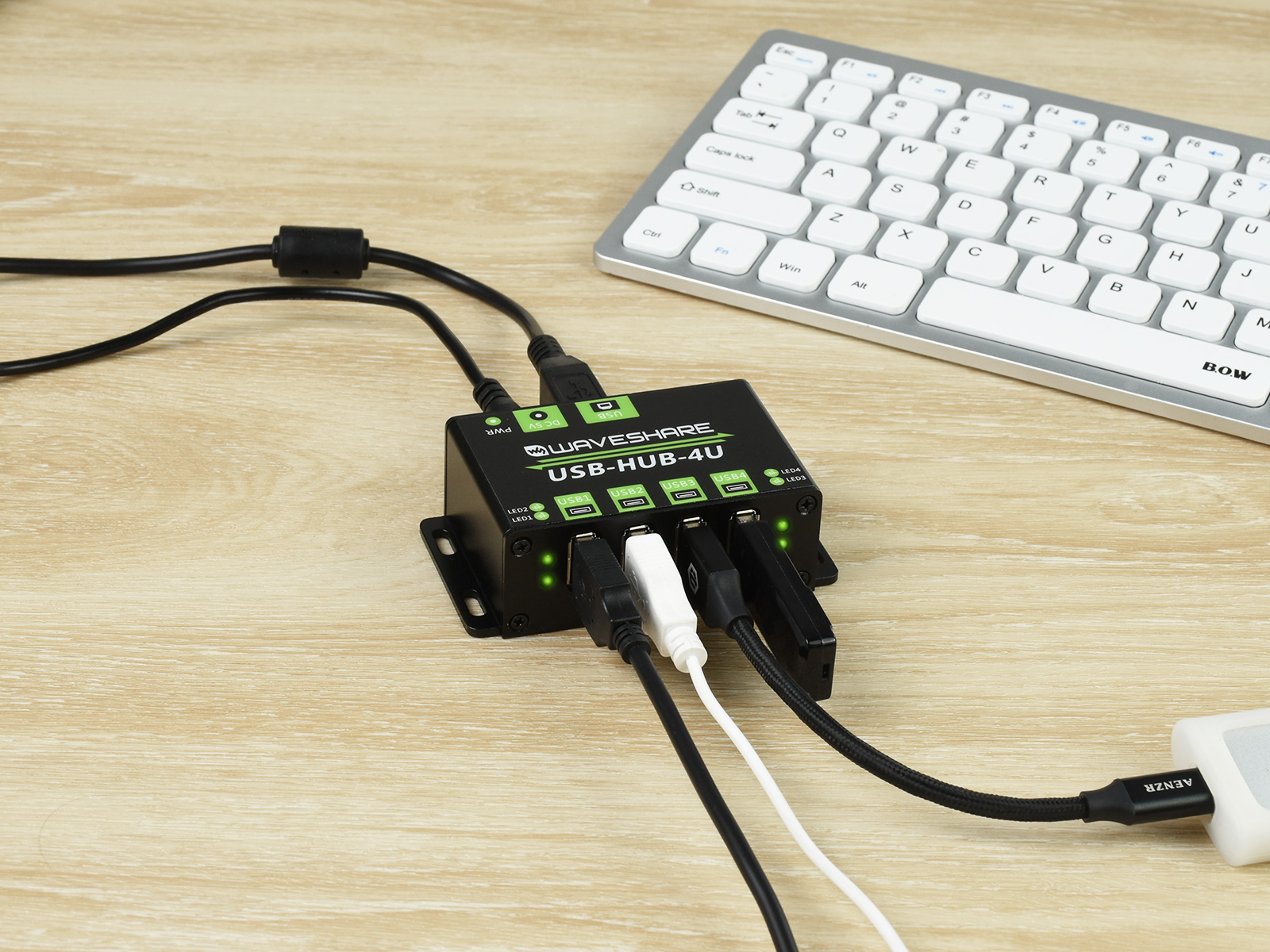 Industrieller USB-HUB, Erweiterung von 4x USB 2.0-Anschlüssen