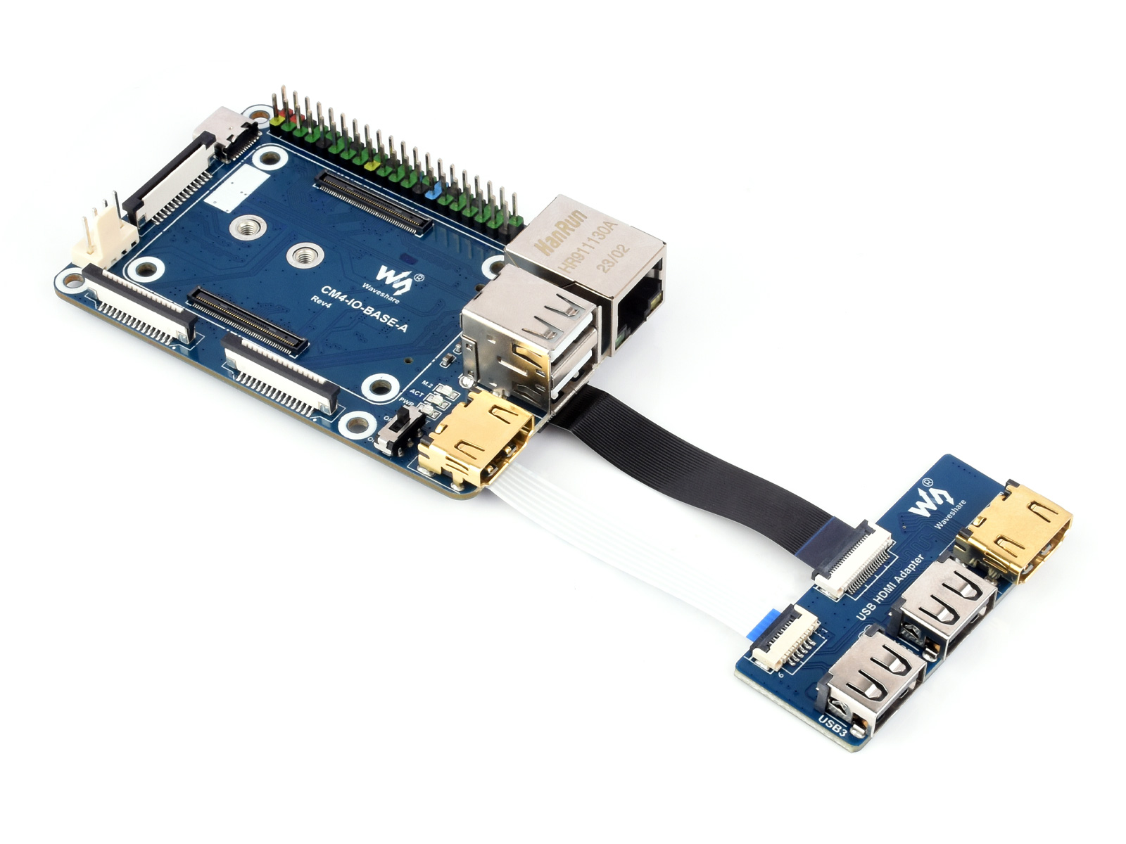 CM4-IO-BASE-A + USB-HDMI-Adapter, für Raspberry Pi Compute Module 4