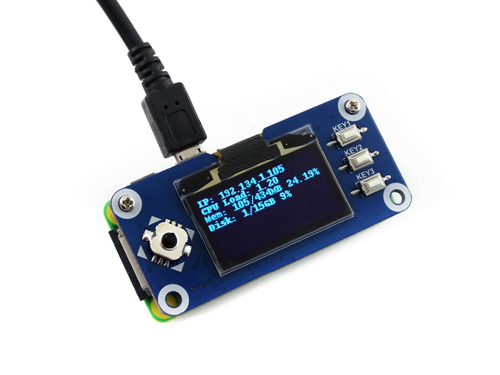 128x64, 1,3 Zoll OLED Display HAT für Raspberry Pi