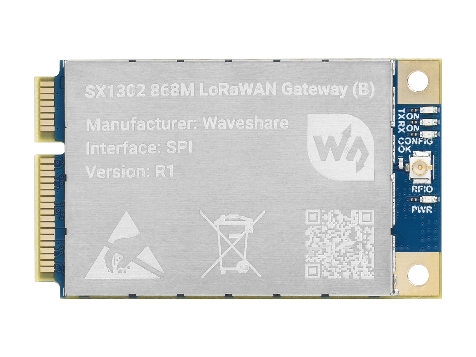 SX130x 868M/915M LoRaWAN Gateway HAT für Raspberry Pi, Standard Mini-PCIe-Sockel, Langstreckenübertragung, GNSS-Modul