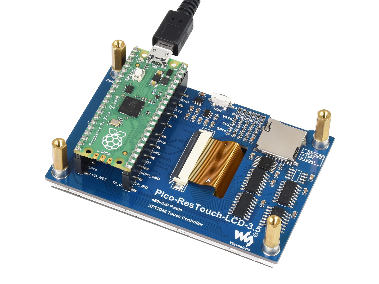 3,5-Zoll-Touchdisplay-Modul für Raspberry Pi Pico, 65K Farben, 480×320, SPI