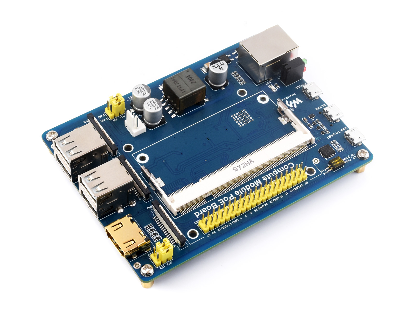 Compute Module IO-Board mit PoE-Funktion, Composite Breakout-Board zur Entwicklung mit Raspberry Pi CM4S / CM3 / CM3L / CM3+ / CM3+L