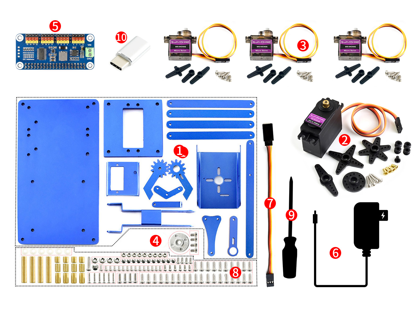4-DOF Metall-Roboterarm-Bausatz für Raspberry Pi, Bluetooth / WiFi