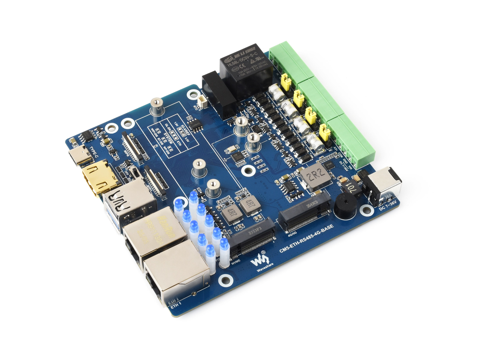 Gigabit/2.5G Dual Ethernet Multi-Funktions-Erweiterungsplatine auf Basis von Raspberry Pi CM5 (NICHT enthalten), unterstützt RS485-Industriekommunikation, 4G/5G-Modul und 4K-Ausgabe