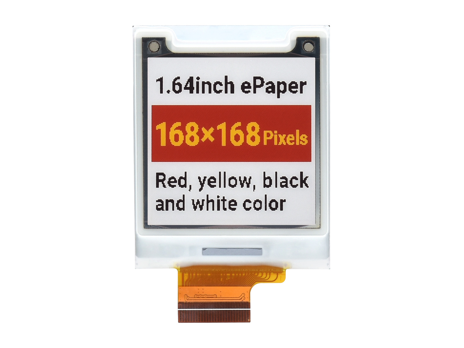 1,64-Zoll quadratisches E-Paper (G) Rohdisplay, 168 × 168, Rot/Gelb/Schwarz/Weiß