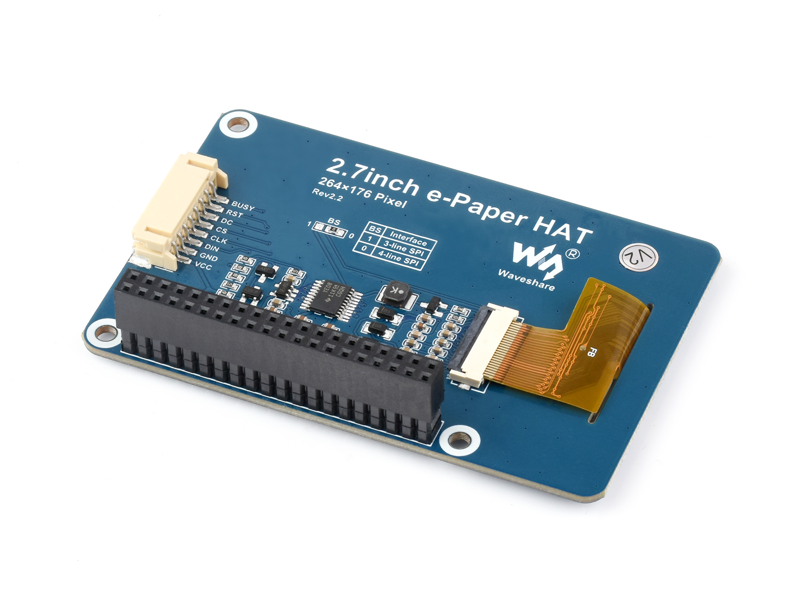 264x176, 2,7-Zoll E-Ink-Display-HAT für Raspberry Pi