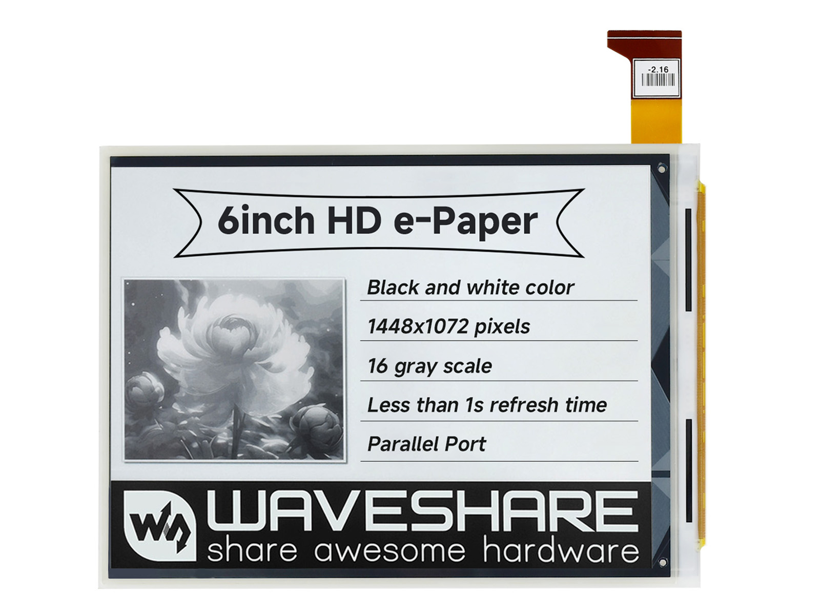 1448×1072 hochauflösend, 6-Zoll E-Ink-Rohdisplay