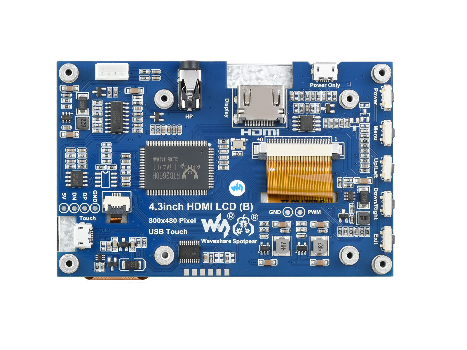4,3-Zoll kapazitiver Touchscreen-LCD (B), 800×480, HDMI, IPS, Unterstützung verschiedener Geräte & Systeme