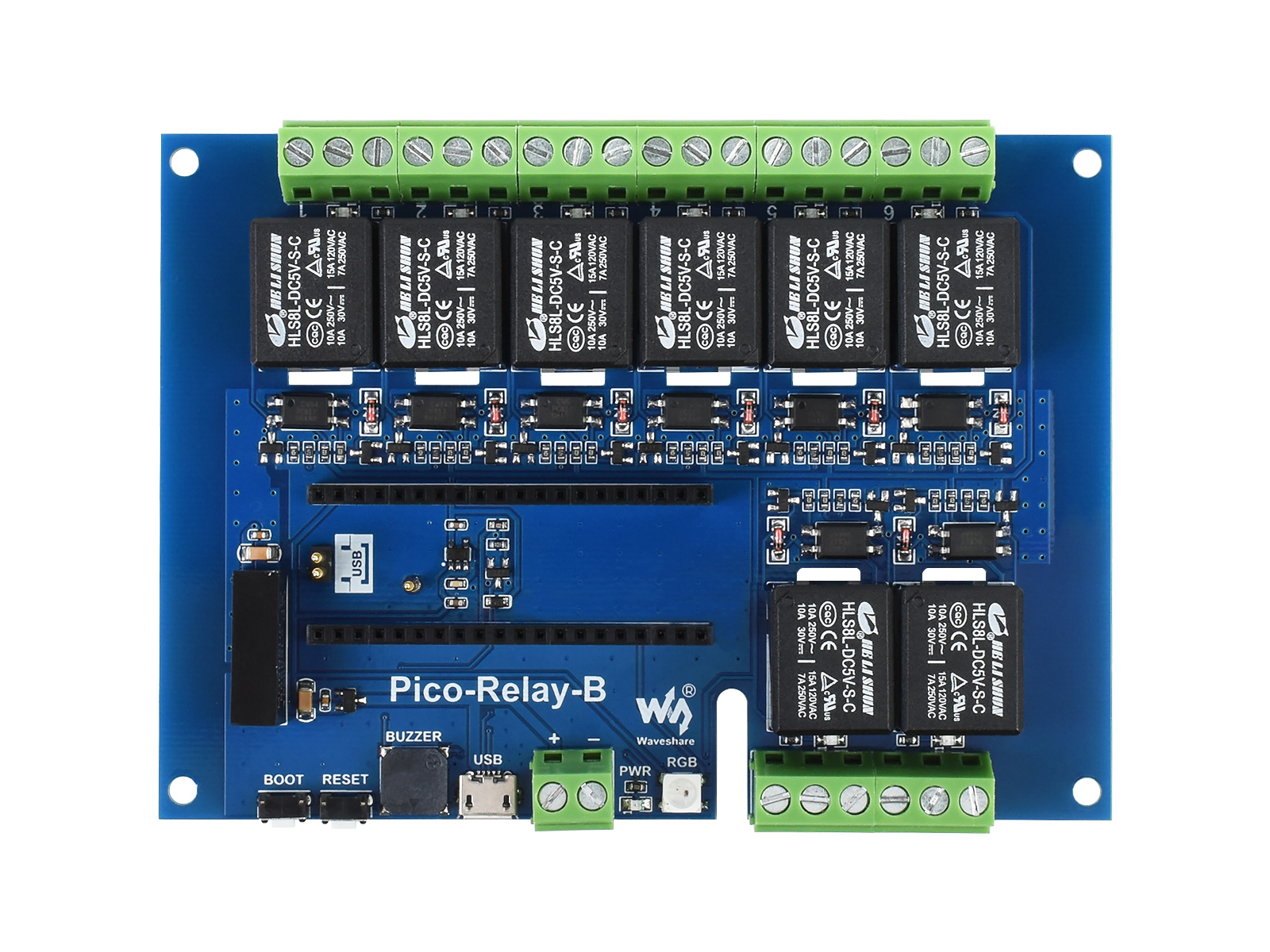 Industrielles 8-Kanal-Relaismodul für Raspberry Pi Pico, mit Mehrfachschutz